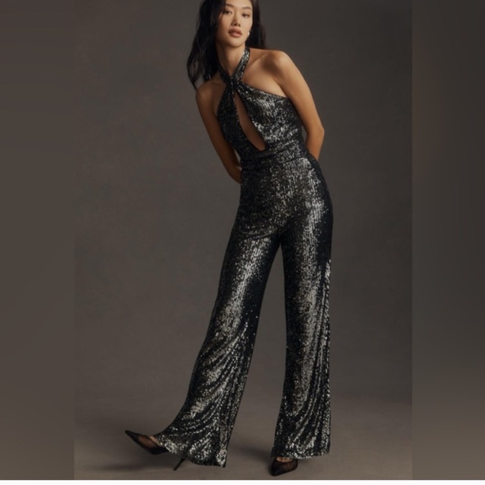 Anthropologie Maeve Sequin Halter Jumpsuit. NWT. Size 6.